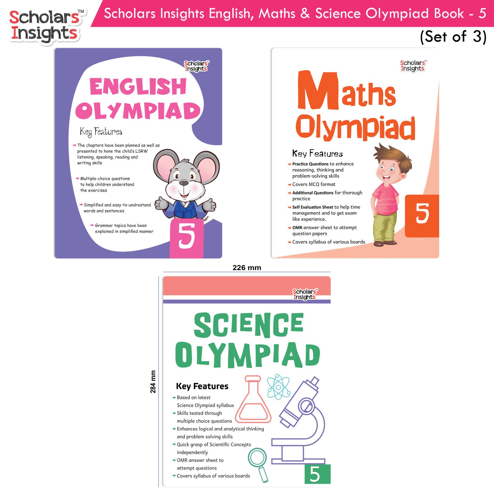 Scholars Insights Olympiad Books Grade 5 Set of 3 2