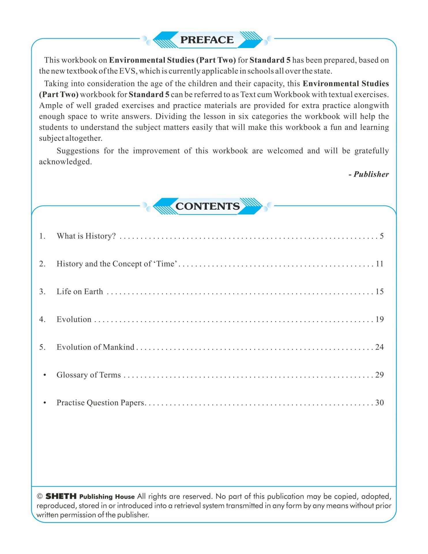 CCE Pattern Nigam Scholar Workbooks How We Came to Be Environmental Studies EVS Part Two Standard 5 Term 1 2