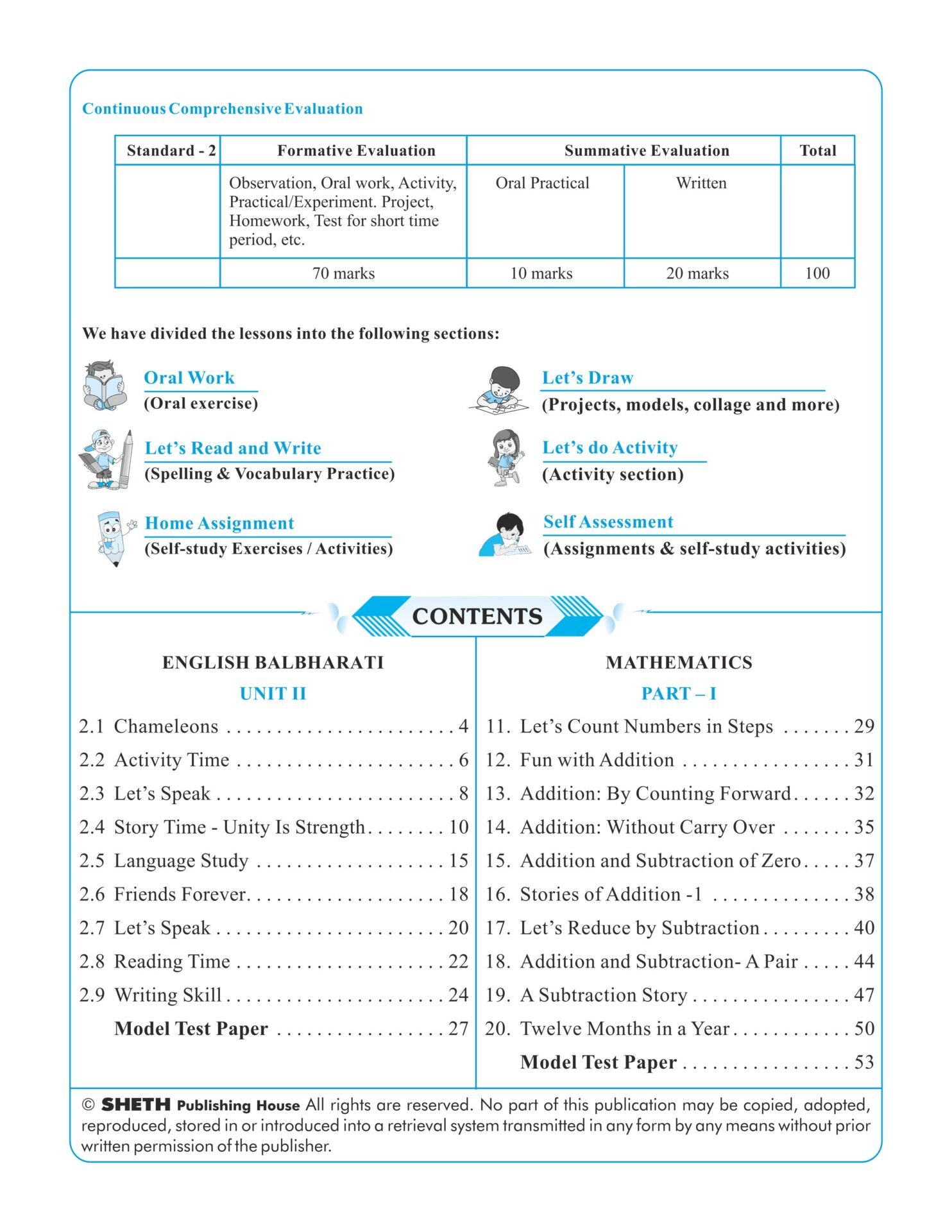 CCE Pattern Nigam Scholar Workbooks Termwise Integrated Workbook English Balbharati and Mathematics Standard 2 Term 1 Book 2 2