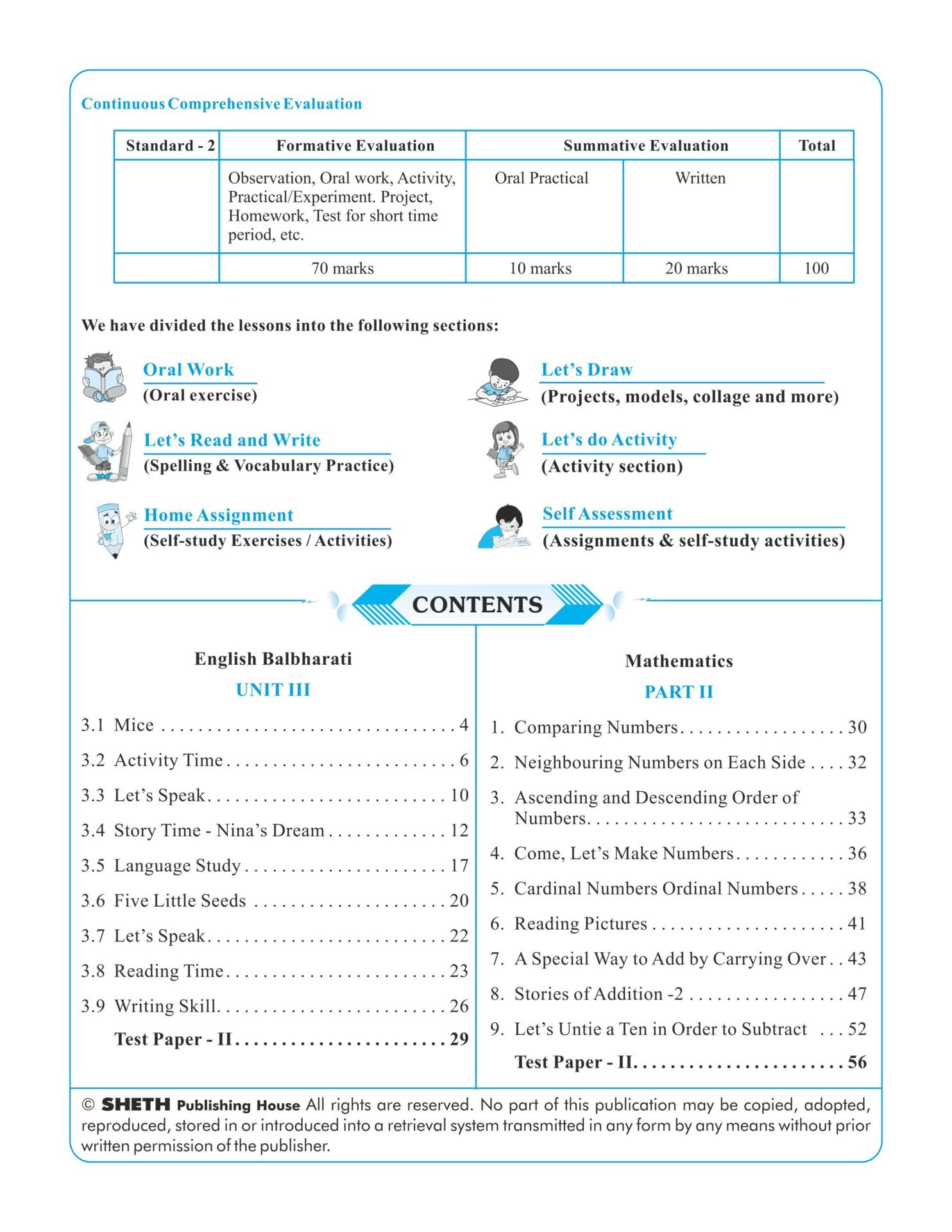 CCE Pattern Nigam Scholar Workbooks Termwise Integrated Workbook English Balbharati and Mathematics Standard 2 Term 2 Book 1 2