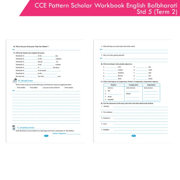 CCE Pattern Nigam Scholar Workbooks English Balbharati Standard 5 Term 2 (Maharashtra State Board Syllabus Books) - Image 2