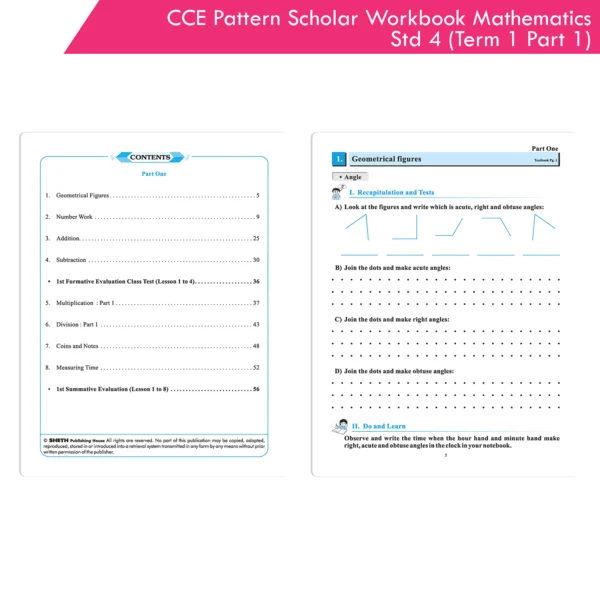 CCE Pattern Scholar Workbooks Mathematics Standard 4 Term 1 Part 1 ...