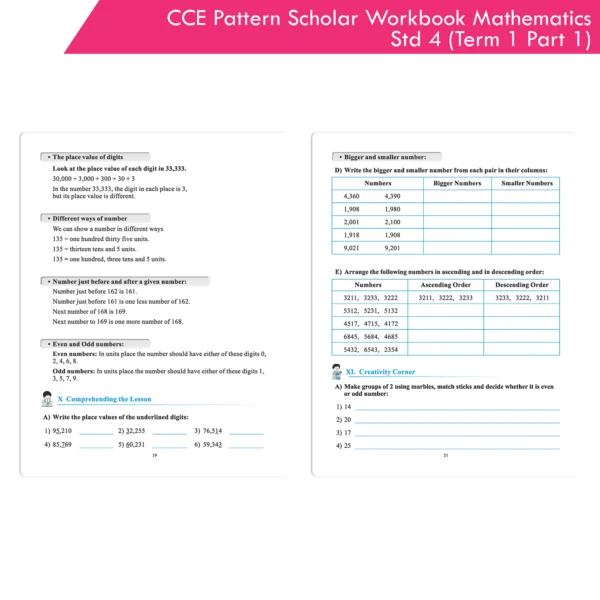 CCE Pattern Scholar Workbooks Mathematics Standard 4 Term 1 Part 1 ...