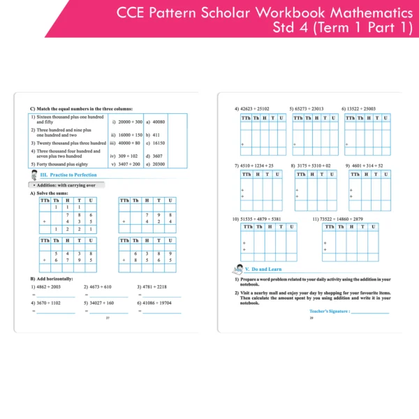 CCE Pattern Scholar Workbooks Mathematics Standard 4 Term 1 Part 1 ...