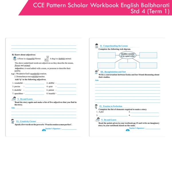 CCE Pattern Nigam Scholar Workbooks English Balbharati Standard 4 Term 1 (Maharashtra State Board Syllabus Books) - Image 6