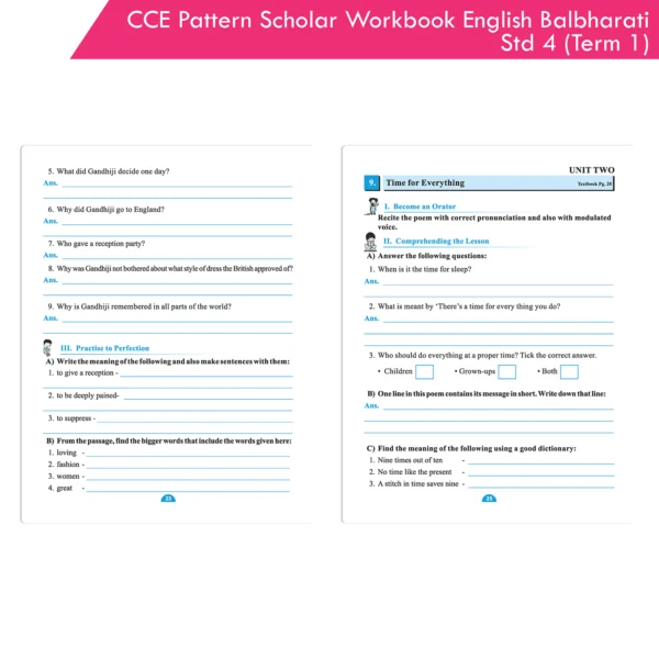 CCE Pattern Nigam Scholar Workbooks English Balbharati Standard 4 Term 1 (Maharashtra State Board Syllabus Books) - Image 7