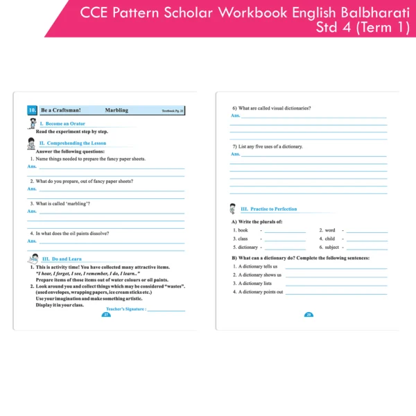 CCE Pattern Nigam Scholar Workbooks English Balbharati Standard 4 Term 1 (Maharashtra State Board Syllabus Books) - Image 8