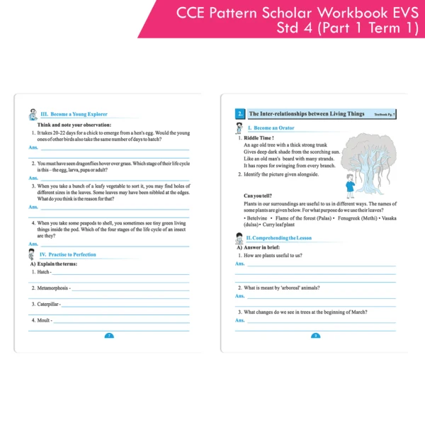 CCE Pattern Nigam Scholar Workbooks Environmental Studies (EVS Part One) Standard 4 Term 1 (Maharashtra State Board Syllabus Books) - Image 3