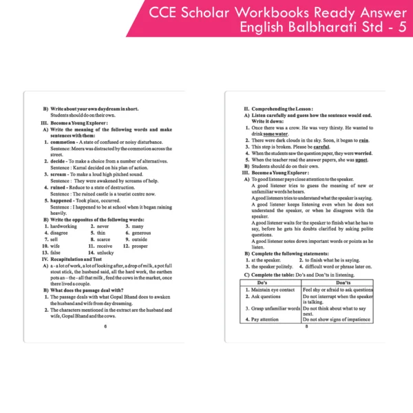 Nigam CCE Scholar Workbooks Ready Answers English Balbharati Standard 5 (Maharashtra State Board Syllabus Books) - Image 3