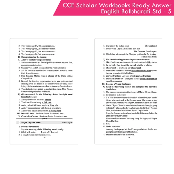 Nigam CCE Scholar Workbooks Ready Answers English Balbharati Standard 5 (Maharashtra State Board Syllabus Books) - Image 5