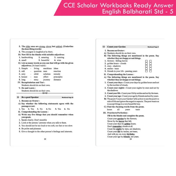 Nigam CCE Scholar Workbooks Ready Answers English Balbharati Standard 5 (Maharashtra State Board Syllabus Books) - Image 7