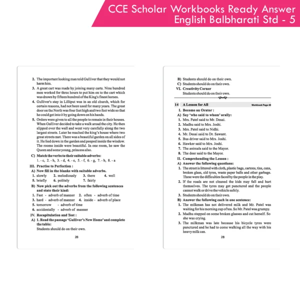 Nigam CCE Scholar Workbooks Ready Answers English Balbharati Standard 5 (Maharashtra State Board Syllabus Books) - Image 8