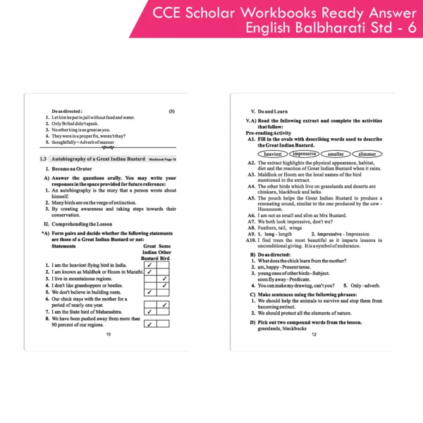Nigam CCE Scholar Workbooks Ready Answers English Balbharati Standard 6 (Maharashtra State Board Syllabus Books) - Image 4