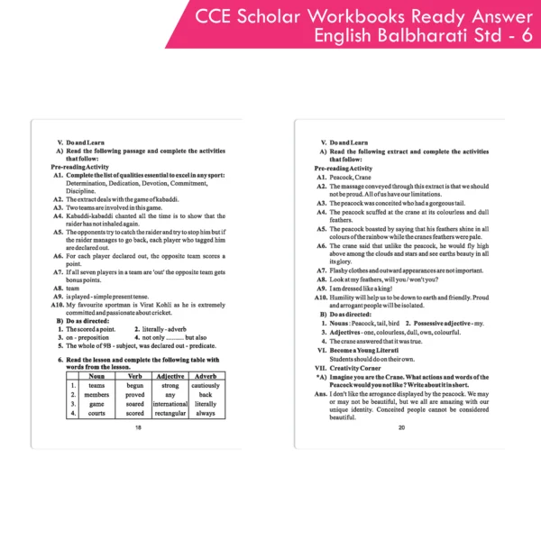 Nigam CCE Scholar Workbooks Ready Answers English Balbharati Standard 6 (Maharashtra State Board Syllabus Books) - Image 6