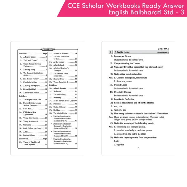 Nigam CCE Scholar Workbooks Ready Answers English Balbharati Standard 3 (Maharashtra State Board Syllabus Books) - Image 2