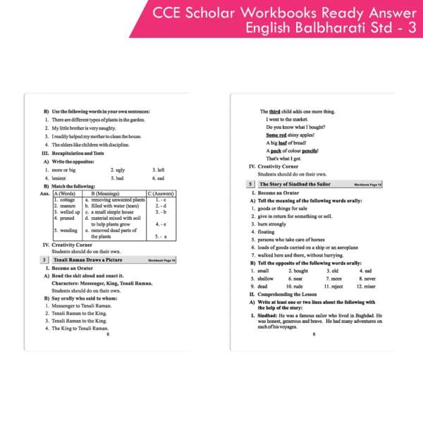 Nigam CCE Scholar Workbooks Ready Answers English Balbharati Standard 3 (Maharashtra State Board Syllabus Books) - Image 3