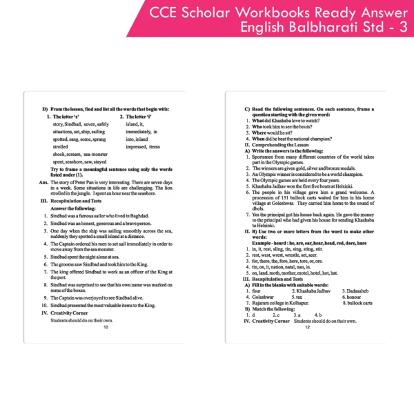 Nigam CCE Scholar Workbooks Ready Answers English Balbharati Standard 3 (Maharashtra State Board Syllabus Books) - Image 4