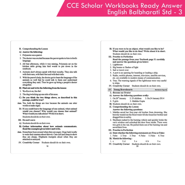 Nigam CCE Scholar Workbooks Ready Answers English Balbharati Standard 3 (Maharashtra State Board Syllabus Books) - Image 6