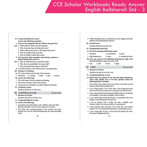 Nigam CCE Scholar Workbooks Ready Answers English Balbharati Standard 3 (Maharashtra State Board Syllabus Books) - Image 7