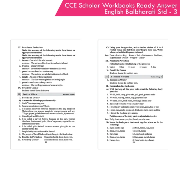 Nigam CCE Scholar Workbooks Ready Answers English Balbharati Standard 3 (Maharashtra State Board Syllabus Books) - Image 8