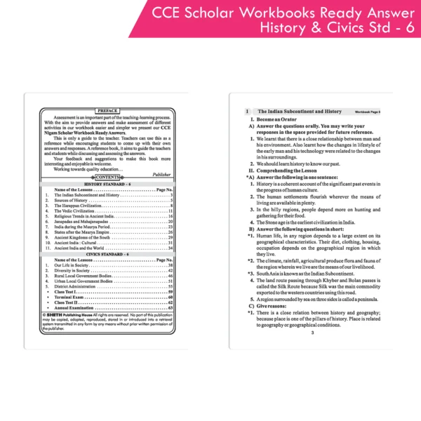 Nigam CCE Scholar Workbooks Ready Answers History & Civics Standard 6 (Maharashtra State Board Syllabus Books) - Image 2