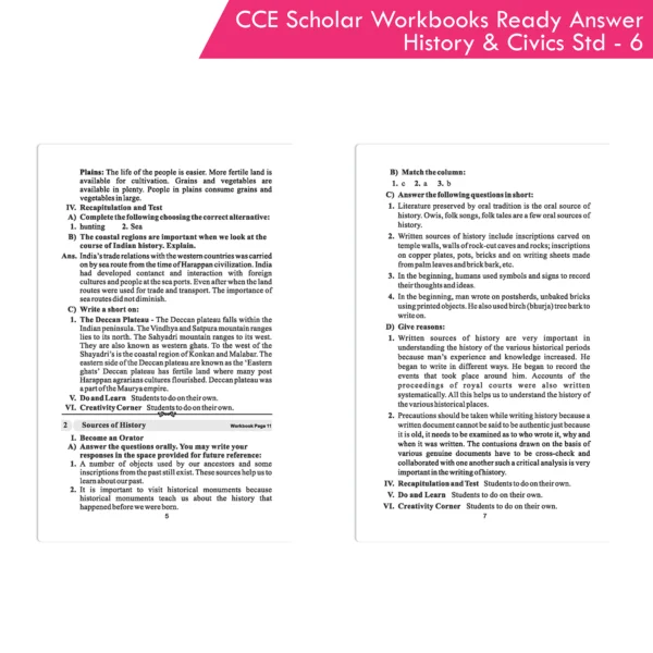 Nigam CCE Scholar Workbooks Ready Answers History & Civics Standard 6 (Maharashtra State Board Syllabus Books) - Image 3