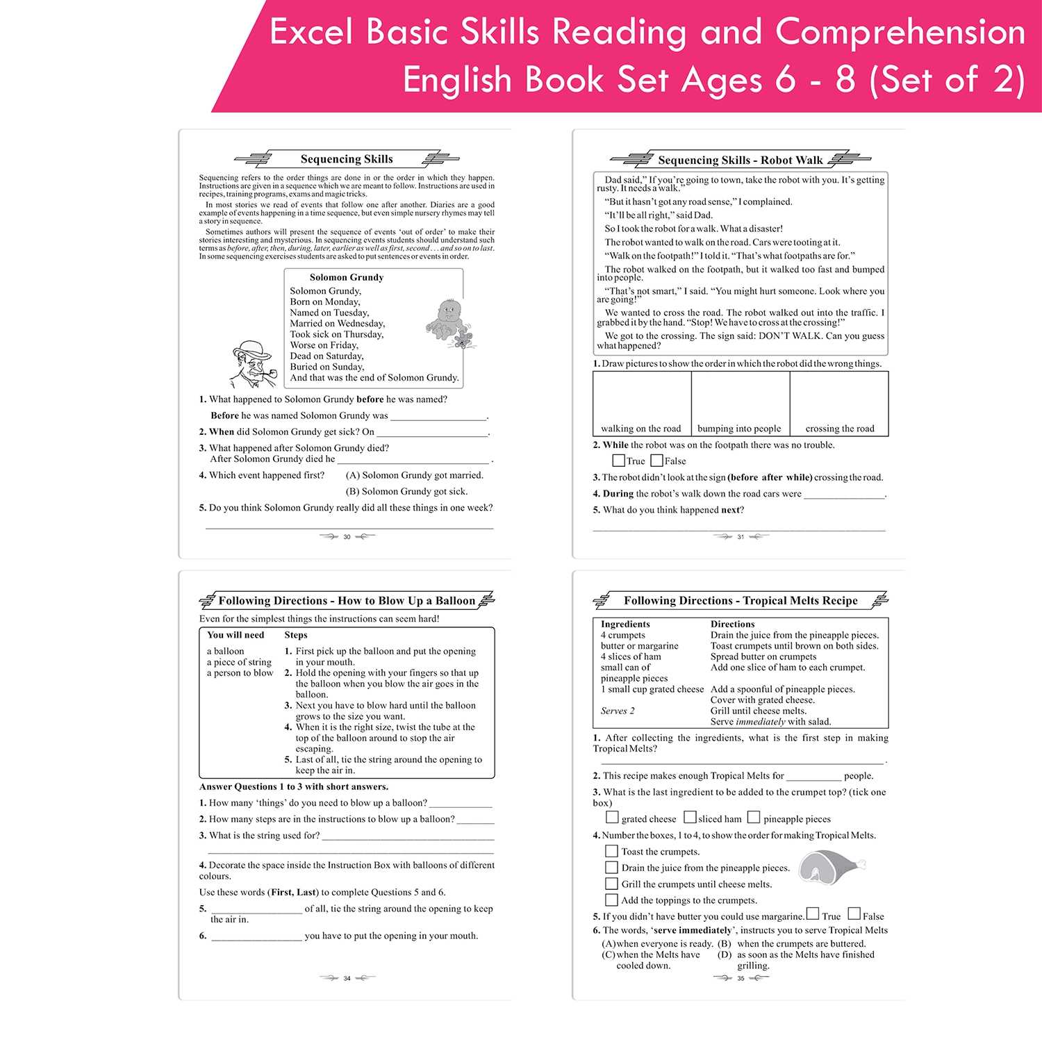 Excel Basic Skills Reading and Comprehension English Book Set Ages 6 - 8 (Set of 2) - Image 4