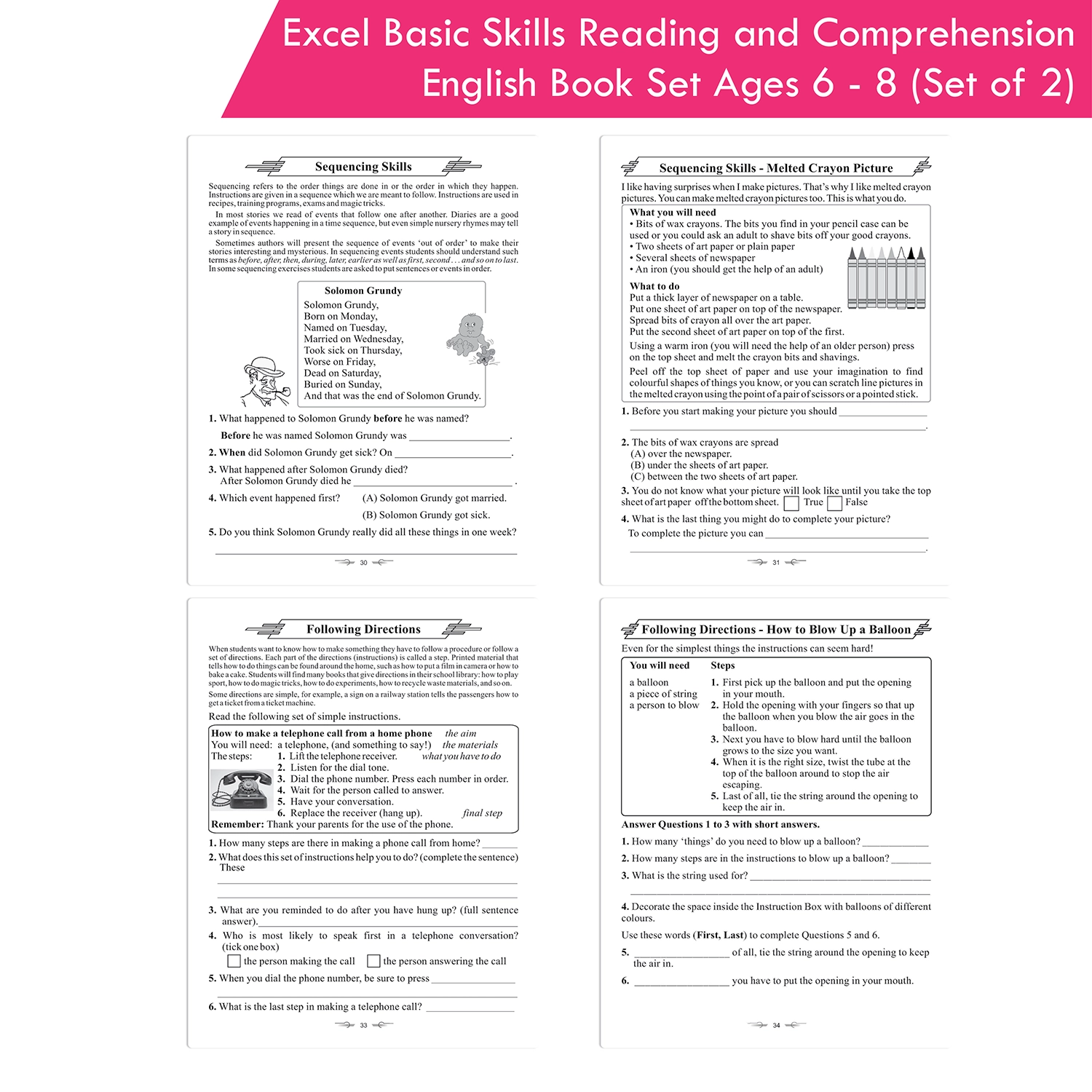 Excel Basic Skills Reading and Comprehension English Book Set Ages 6 - 8 (Set of 2) - Image 7