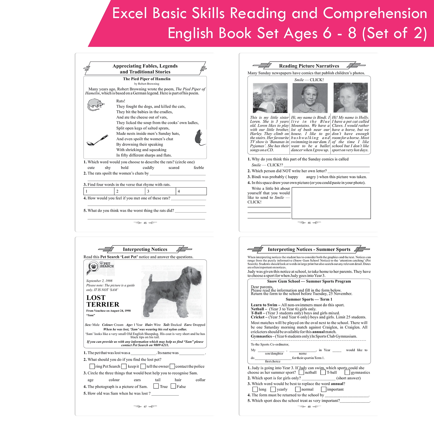 Excel Basic Skills Reading and Comprehension English Book Set Ages 6 - 8 (Set of 2) - Image 8