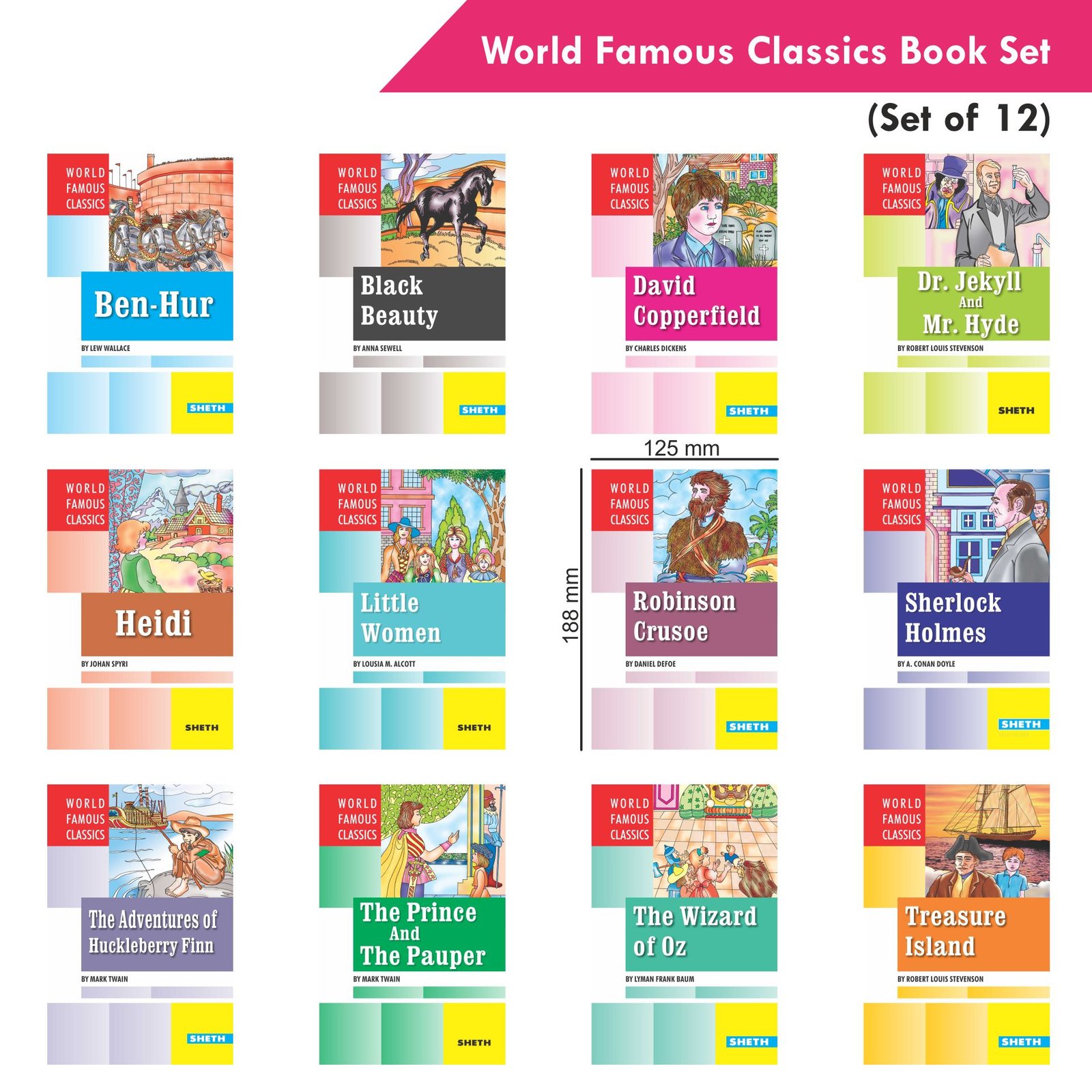 Sheth Books World Famous Classics Book Set Set of 12 2