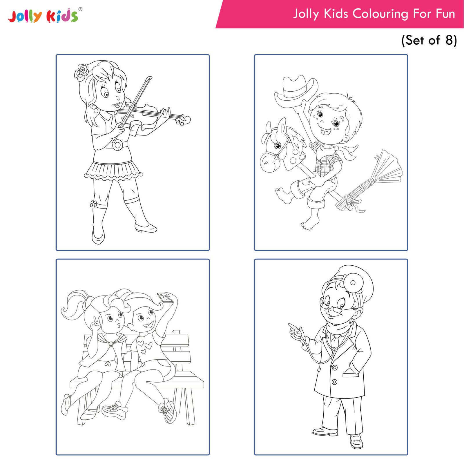 Jolly Kids Colouring For Fun Book Set of 8 7
