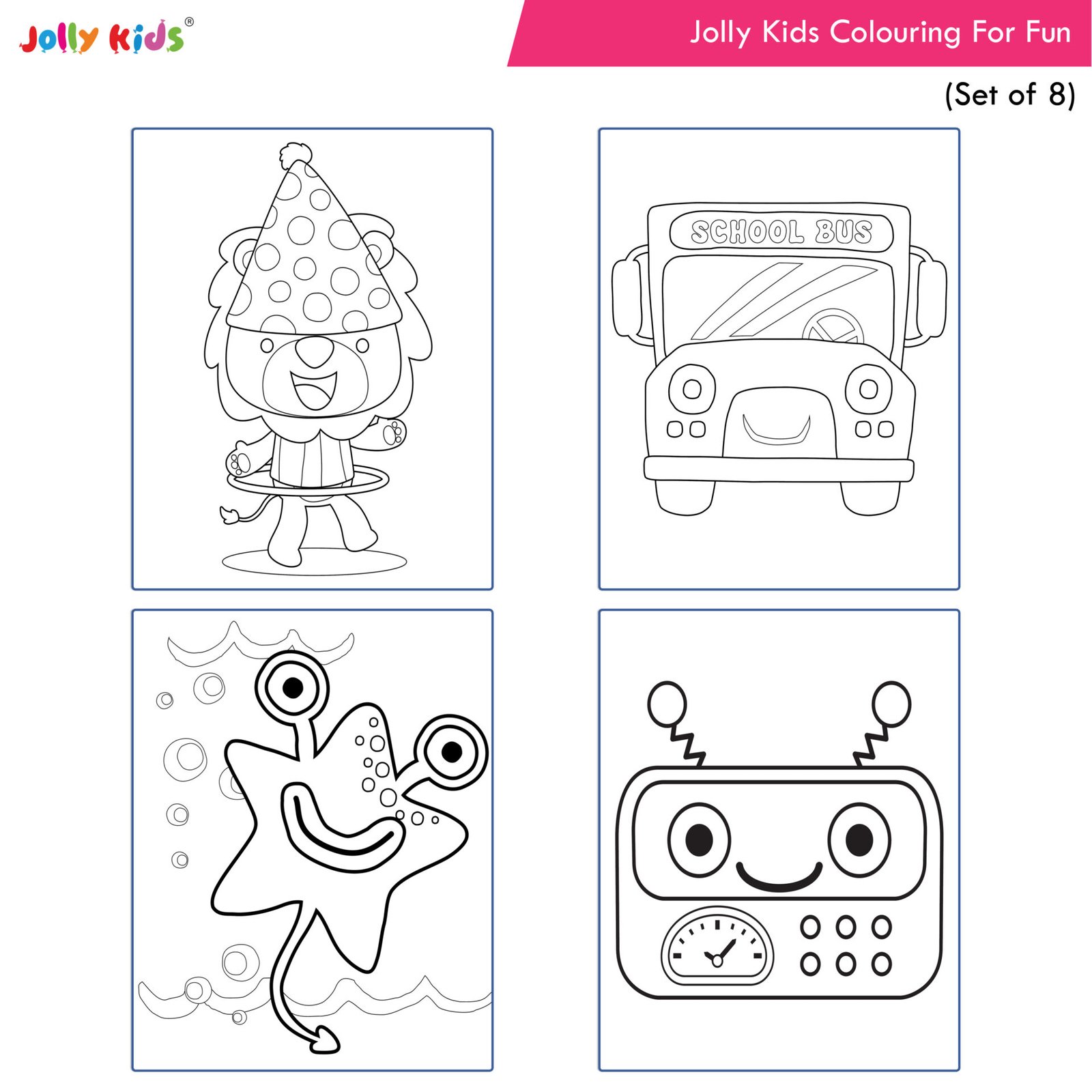 Jolly Kids Colouring For Fun Book Set of 8 9