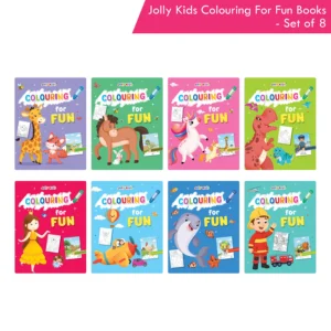 Jolly Kids Colouring for Fun Books For Kids Set of 8| Each Book 64 Images| Colouring & Painting Books| Ages 3 - 8 Year