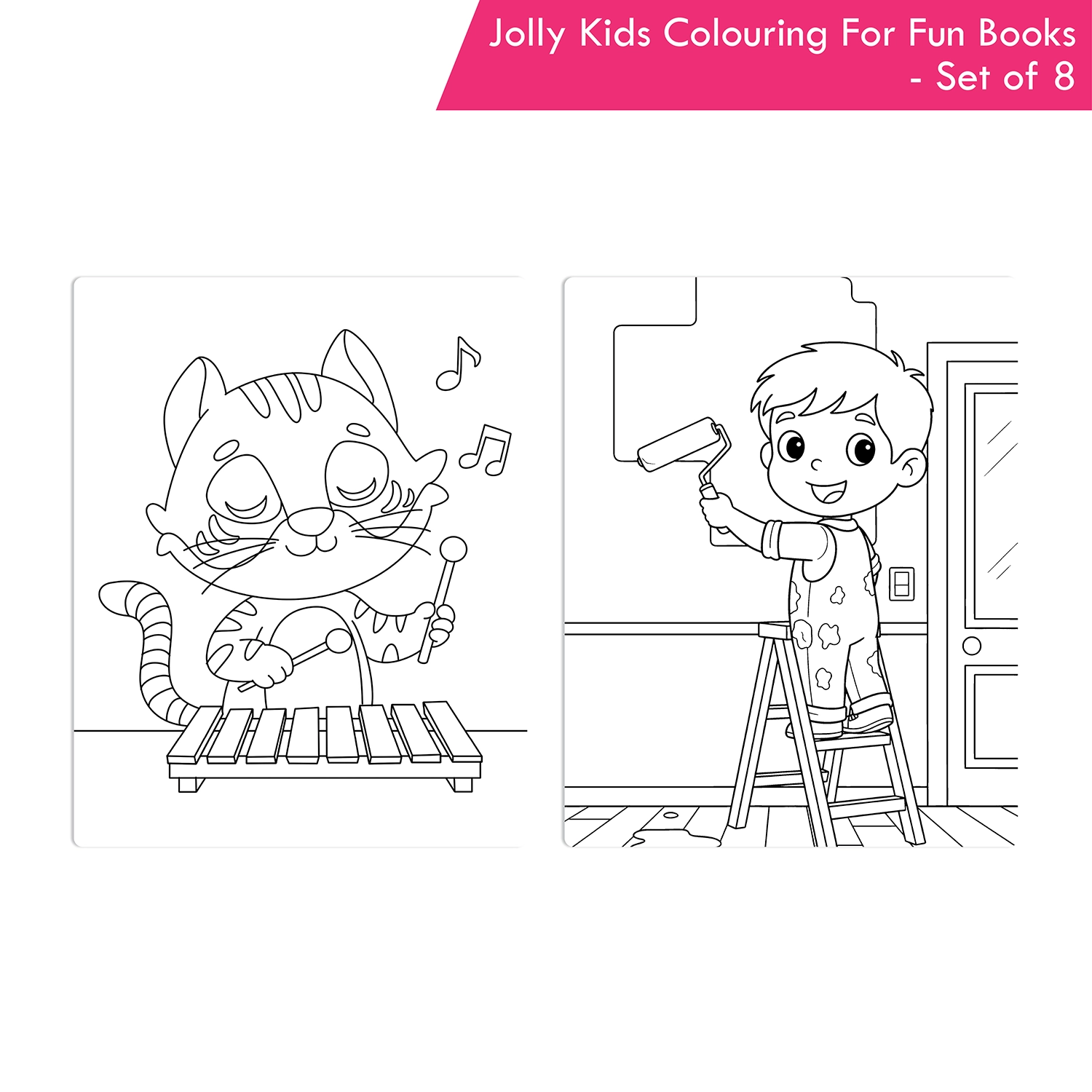 Jolly Kids Colouring for Fun Books For Kids Set of 8| Each Book 64 Images| Colouring & Painting Books| Ages 3 - 8 Year - Image 5