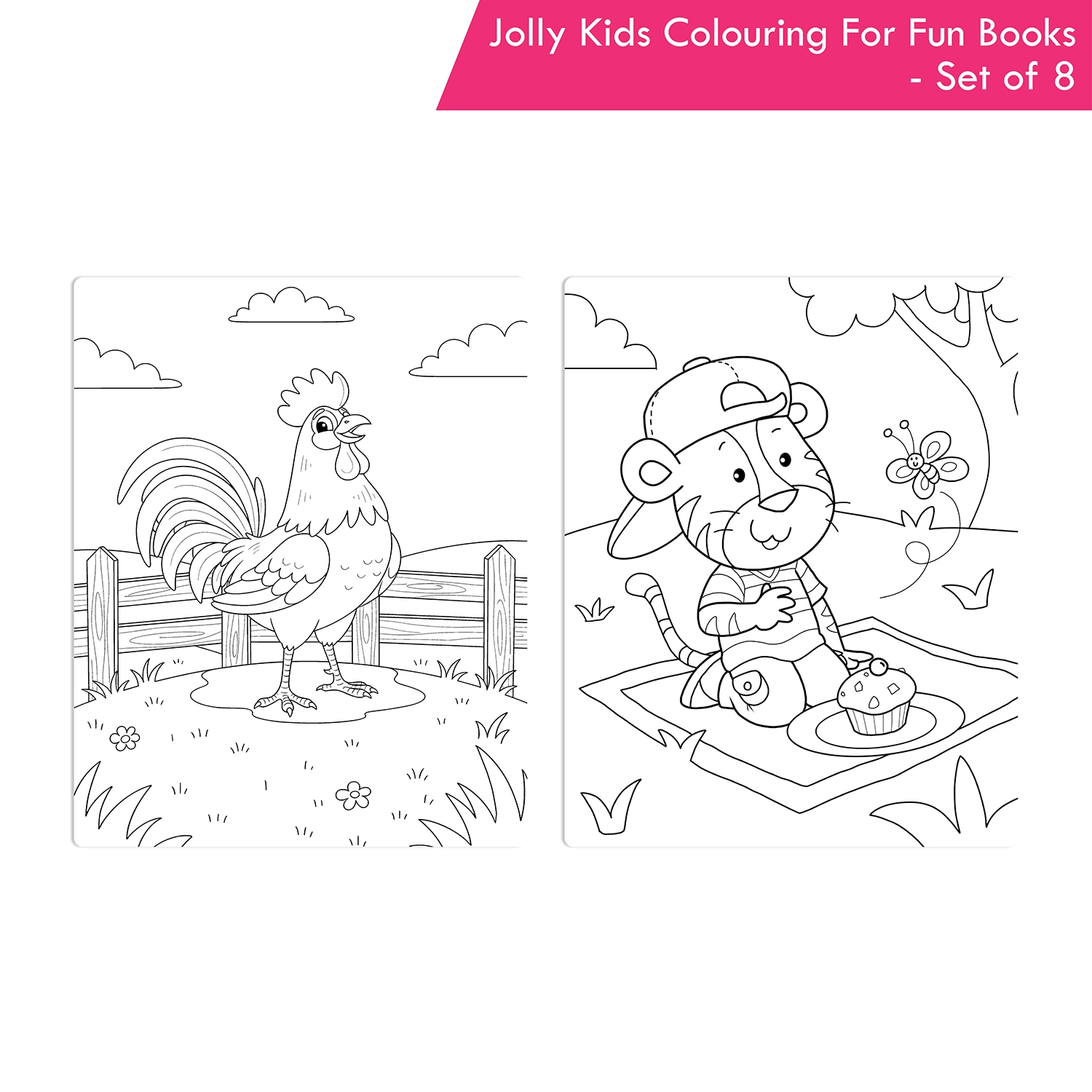 Jolly Kids Colouring for Fun Books For Kids Set of 8| Each Book 64 Images| Colouring & Painting Books| Ages 3 - 8 Year - Image 6