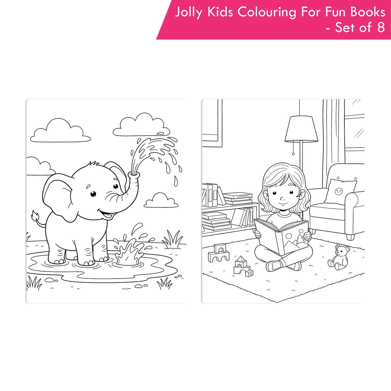 Jolly Kids Colouring for Fun Books For Kids Set of 8| Each Book 64 Images| Colouring & Painting Books| Ages 3 - 8 Year - Image 7