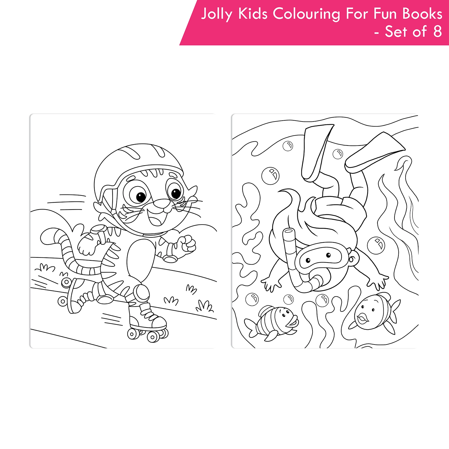 Jolly Kids Colouring for Fun Books For Kids Set of 8| Each Book 64 Images| Colouring & Painting Books| Ages 3 - 8 Year - Image 8