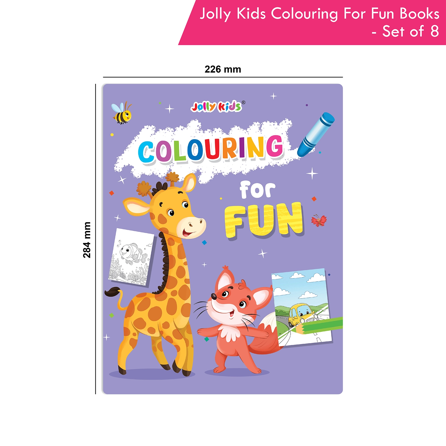 Jolly Kids Colouring for Fun Books For Kids Set of 8| Each Book 64 Images| Colouring & Painting Books| Ages 3 - 8 Year - Image 9