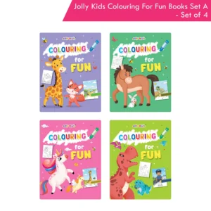 Jolly Kids Colouring For Fun Books A Set of 4 For Kids Ages 3-8 Years|Colouring Characters-Singing, Dancing, Studying, Drawing, Painting, Helping, Acting