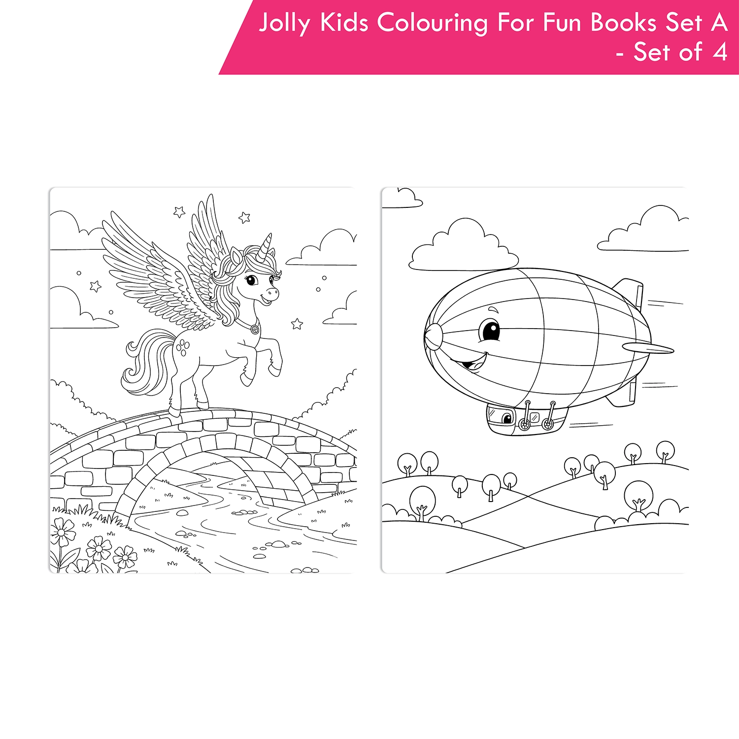 Jolly Kids Colouring For Fun Books A Set of 4 For Kids Ages 3-8 Years|Colouring Characters-Singing, Dancing, Studying, Drawing, Painting, Helping, Acting - Image 3