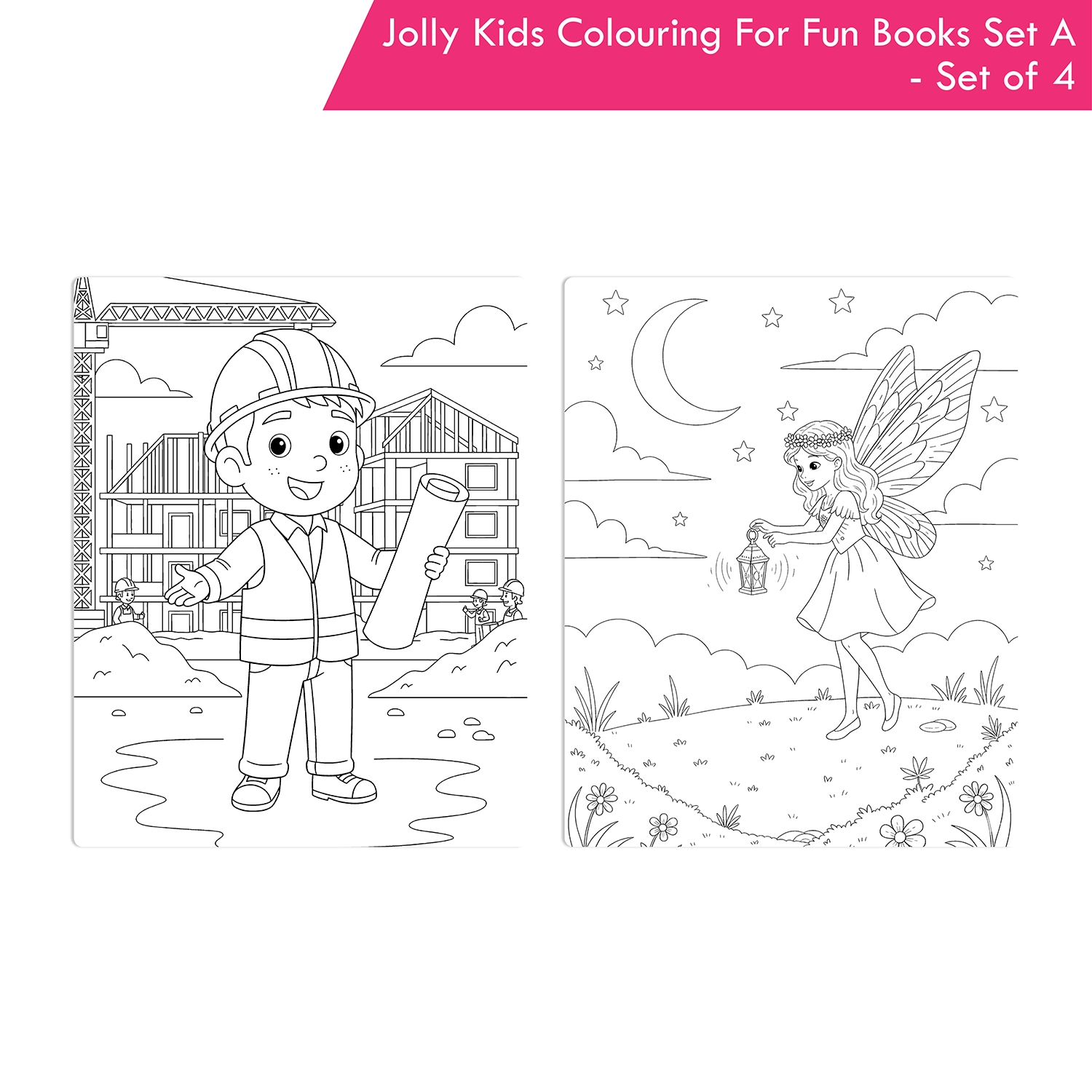 Jolly Kids Colouring For Fun Books A Set of 4 For Kids Ages 3-8 Years|Colouring Characters-Singing, Dancing, Studying, Drawing, Painting, Helping, Acting - Image 6