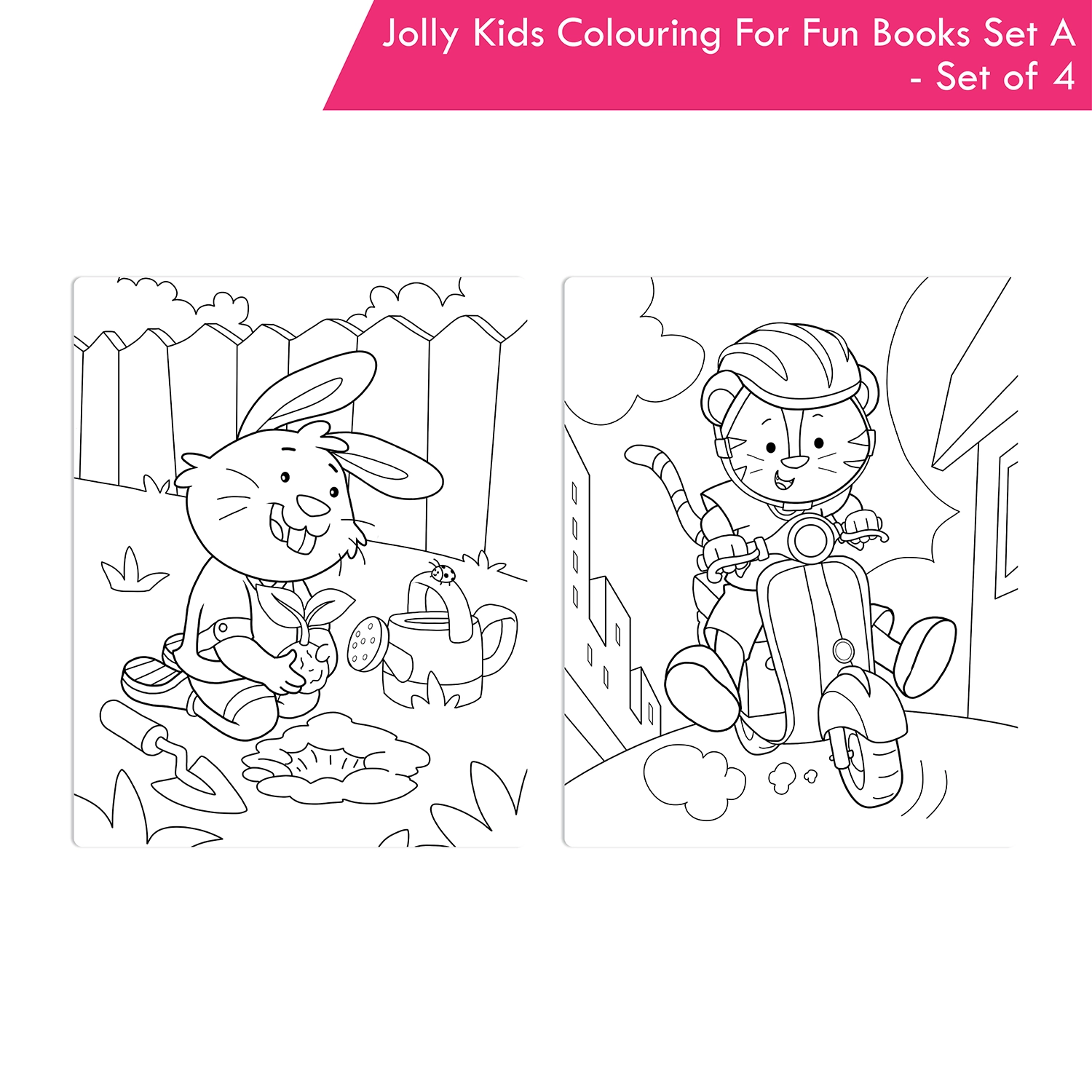 Jolly Kids Colouring For Fun Books A Set of 4 For Kids Ages 3-8 Years|Colouring Characters-Singing, Dancing, Studying, Drawing, Painting, Helping, Acting - Image 7