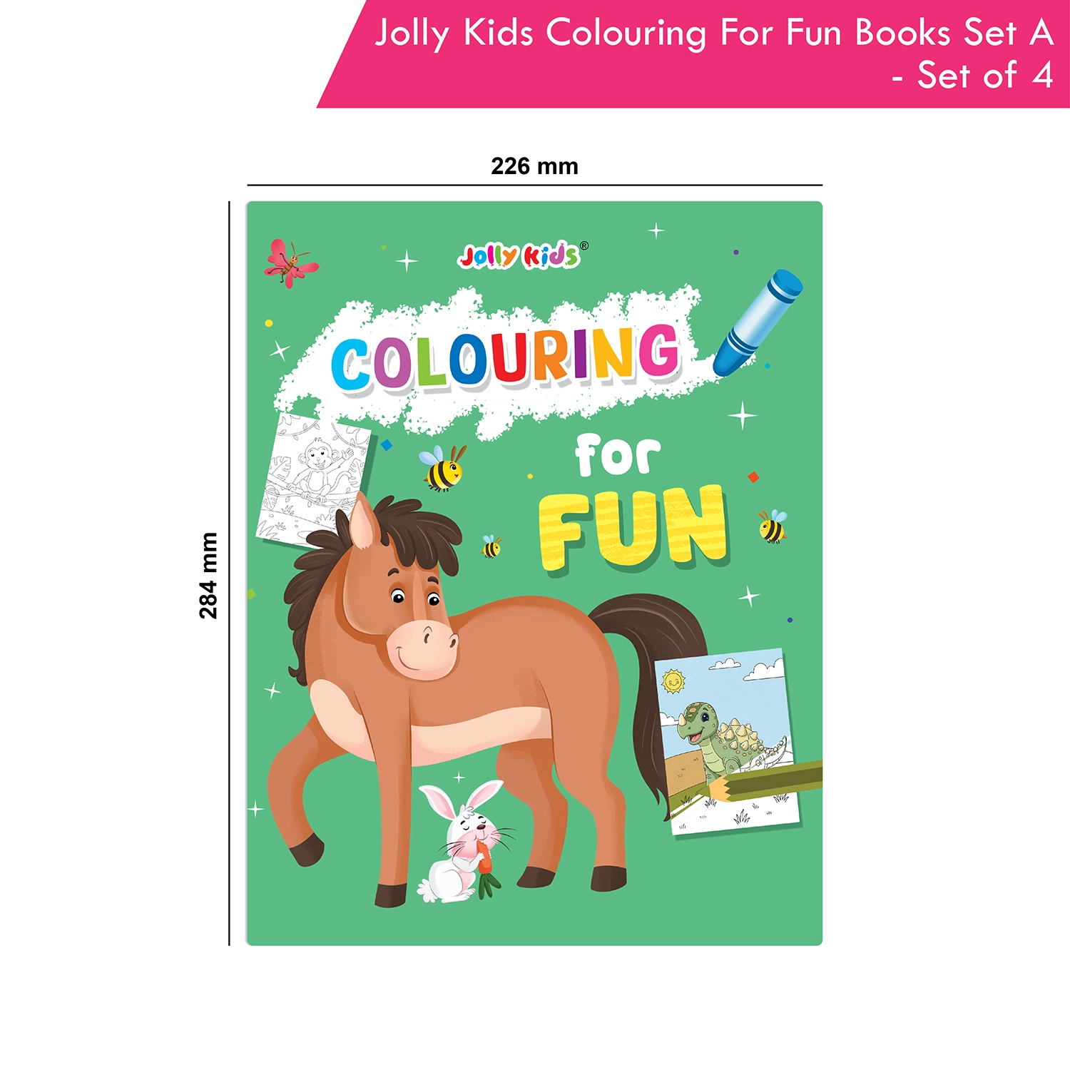 Jolly Kids Colouring For Fun Books A Set of 4 For Kids Ages 3-8 Years|Colouring Characters-Singing, Dancing, Studying, Drawing, Painting, Helping, Acting - Image 9