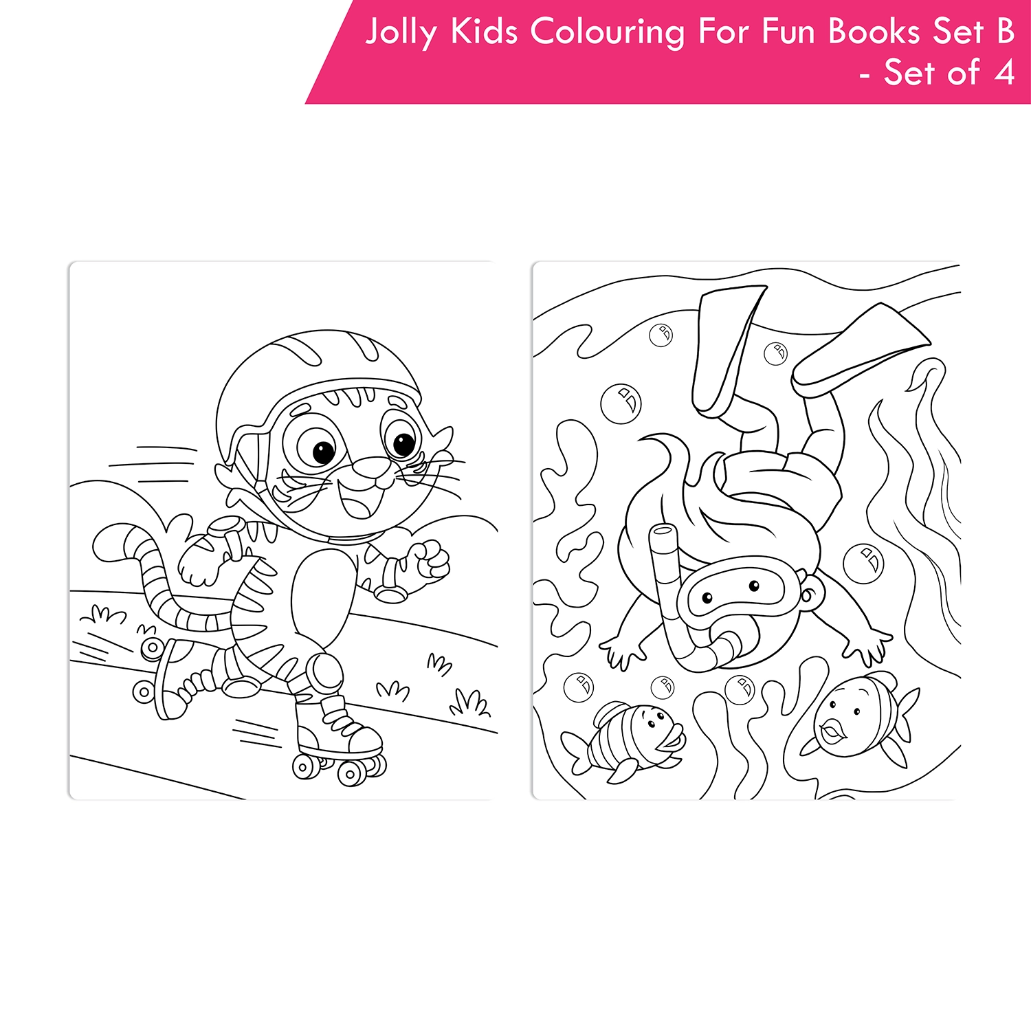 Jolly Kids Colouring For Fun Books B Set of 4 For Kids Ages 3-8 Years|Colouring Characters-Singing, Dancing, Studying, Drawing, Painting, Helping, Acting - Image 4