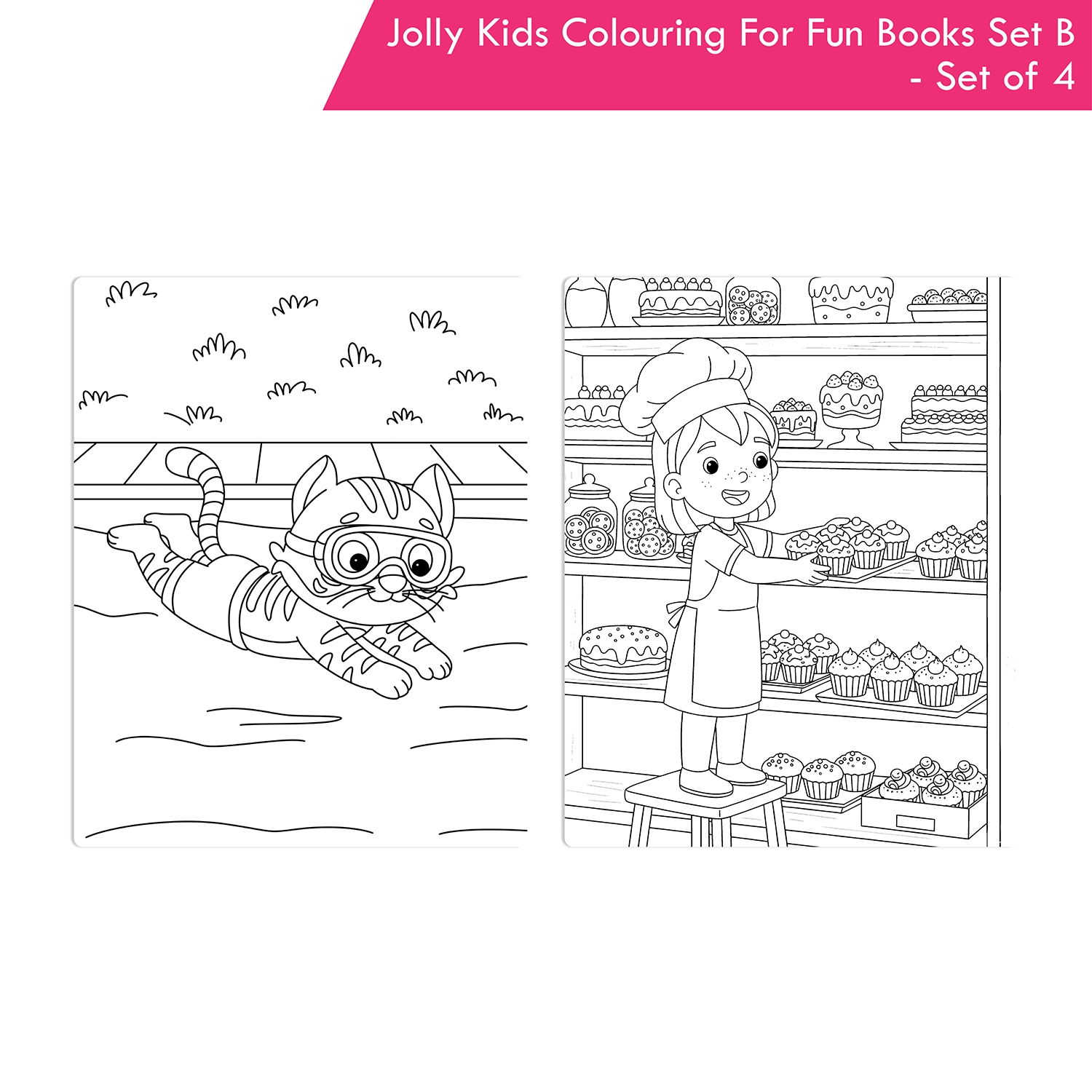 Jolly Kids Colouring For Fun Books B Set of 4 For Kids Ages 3-8 Years|Colouring Characters-Singing, Dancing, Studying, Drawing, Painting, Helping, Acting - Image 8