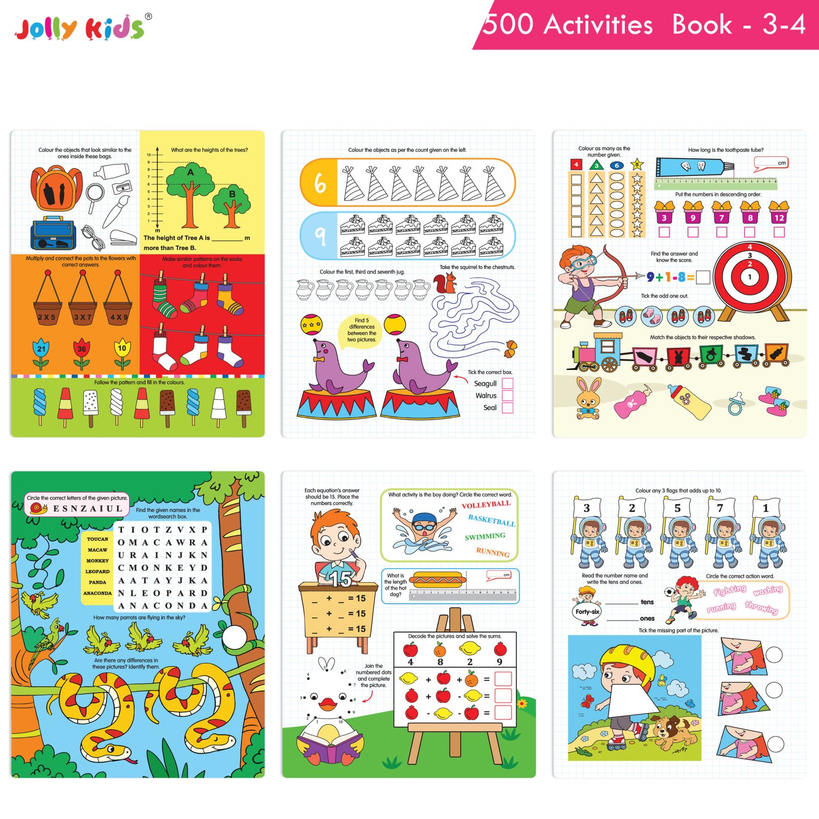 Jolly Kids 500 Activities Books Set of 4 8