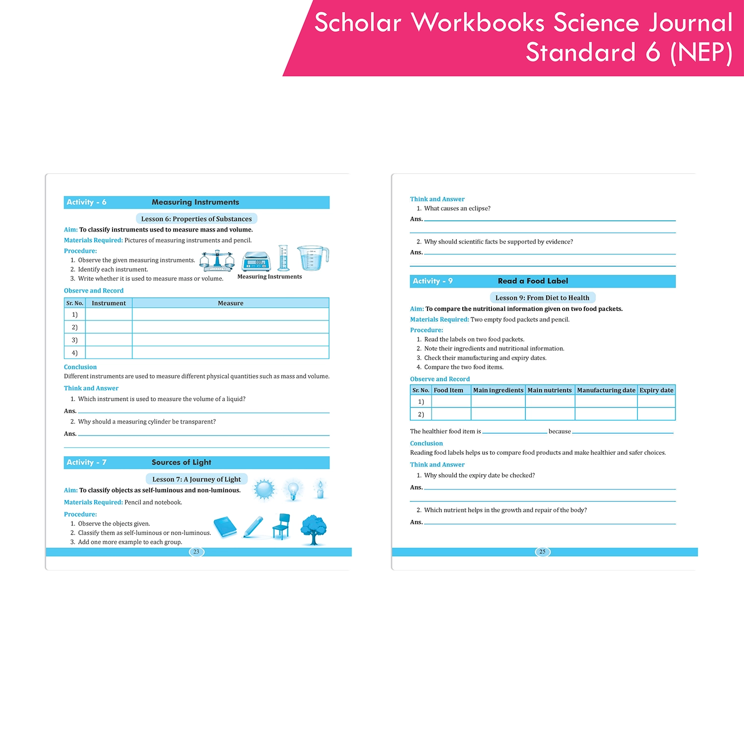 Scholar Workbooks Science Journal Experiments, Activities and Projects Book Standard 6 (NEP 2020 and SCF-SE 2024) - Image 7