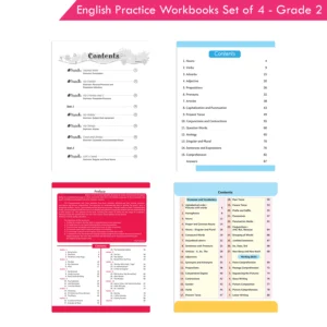 Grade 2 English Practice Workbooks Set of 4: Gear Up English, English Olympiad, Comprehension and Cloze, Interactive Grammar and Writing Skills NEP with AI