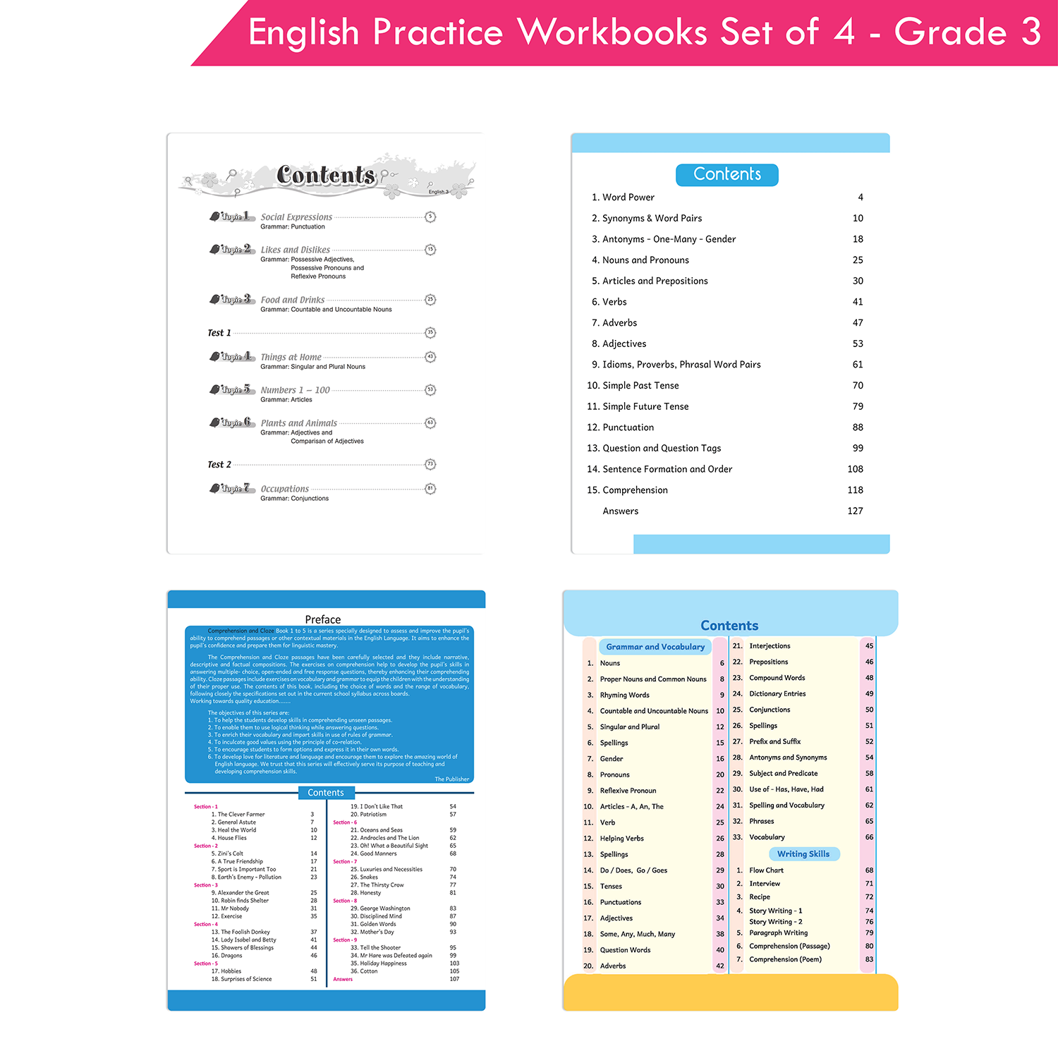 Grade 3 English Practice Workbooks Set of 4: Gear Up English, English Olympiad, Comprehension and Cloze, Interactive Grammar and Writing Skills NEP with AI - Image 2