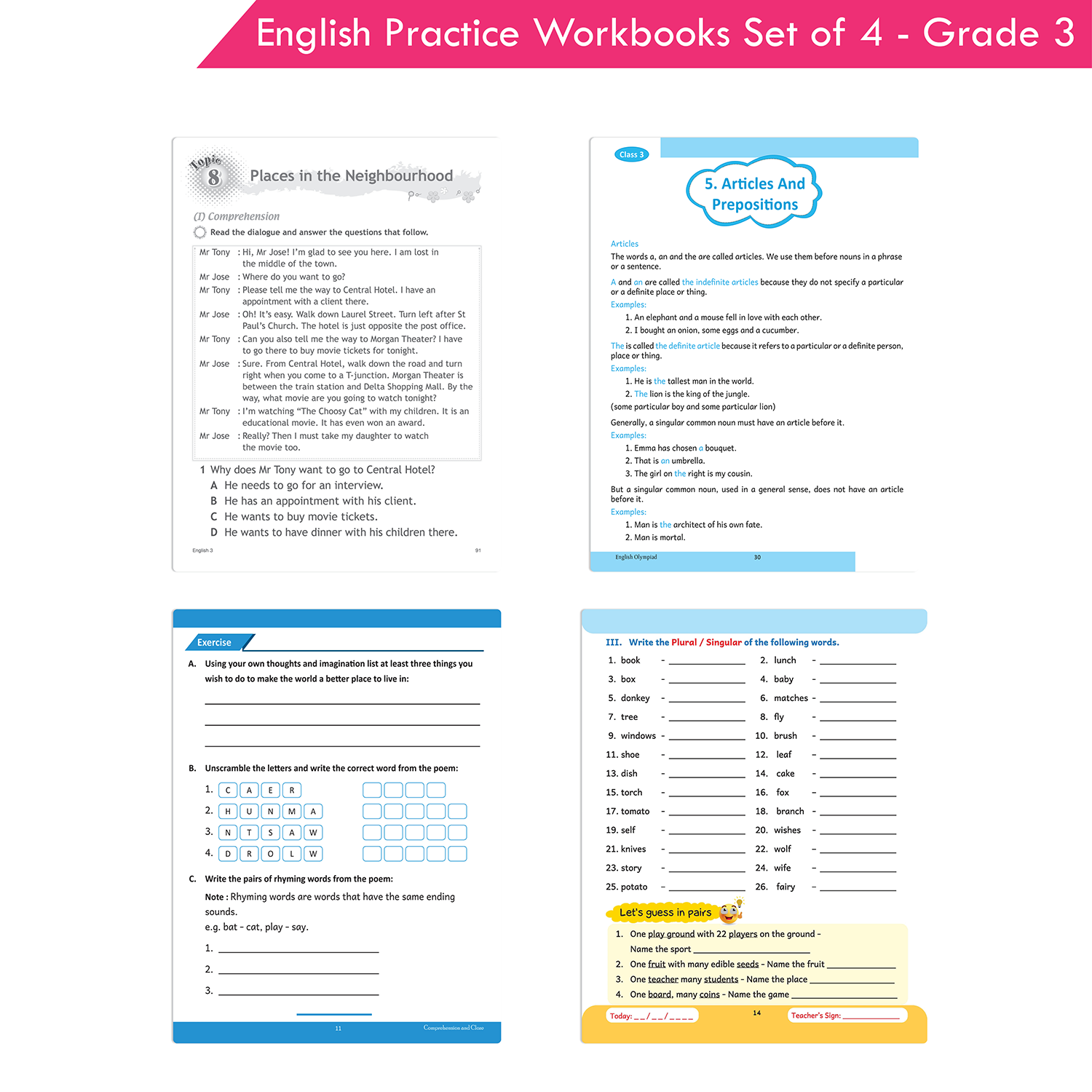 Grade 3 English Practice Workbooks Set of 4: Gear Up English, English Olympiad, Comprehension and Cloze, Interactive Grammar and Writing Skills NEP with AI - Image 7